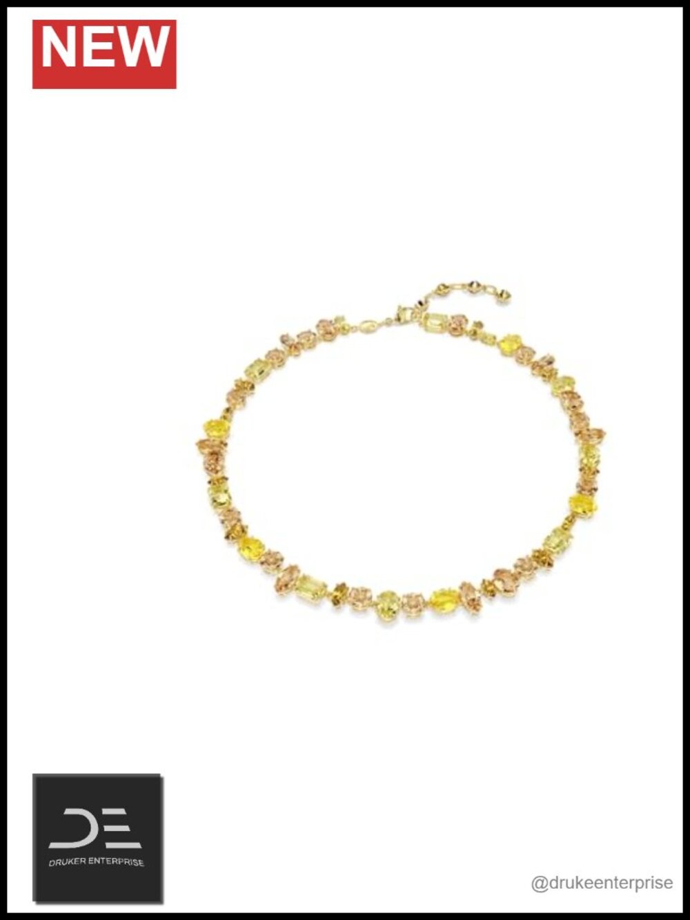Swarovski Gema Crystal Tennis Necklace Gold Plated Lobster Clasp